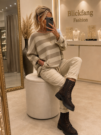 STRIPES OF LOVE – lässiger Oversize Strick-Look 🤎