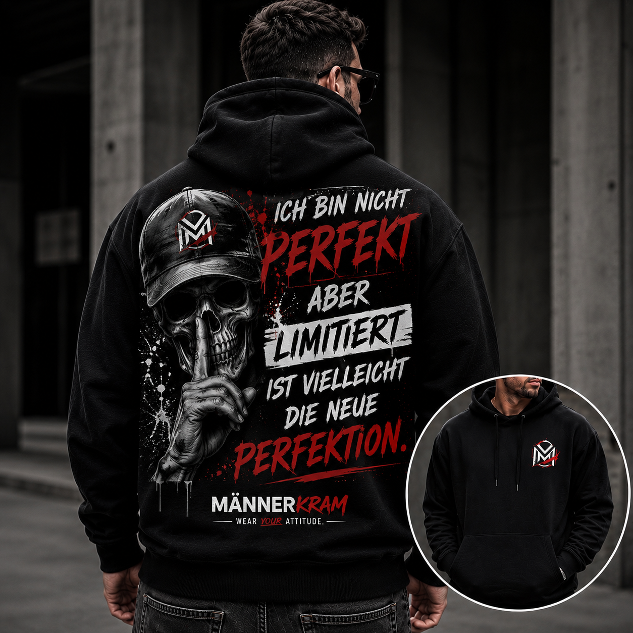 MÄNNERKRAM Hoodie „Nicht perfekt – aber limitiert“ | S–5XL