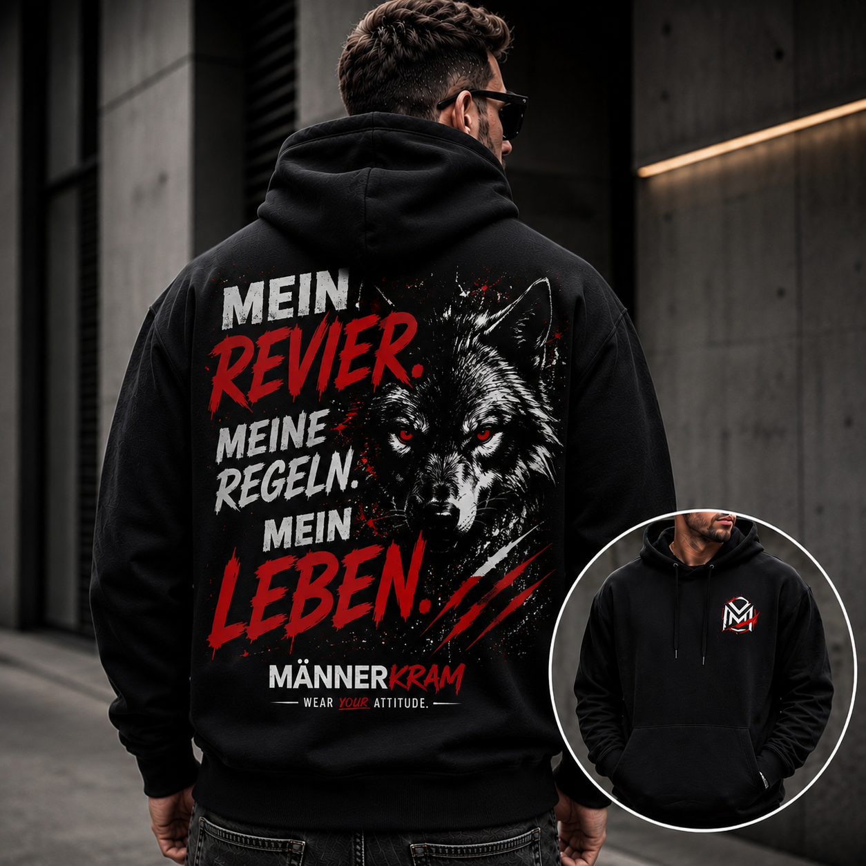 MÄNNERKRAM Hoodie „Mein Revier. Meine Regeln.“ | S–5XL
