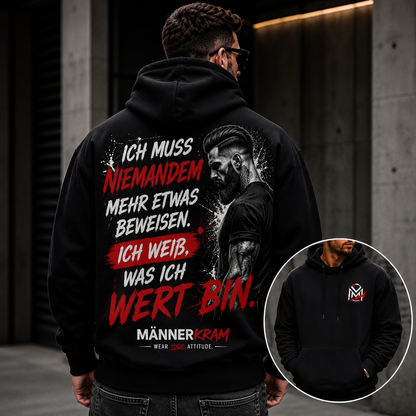 MÄNNERKRAM Hoodie „Ich weiß, was ich wert bin“ | S–5XL