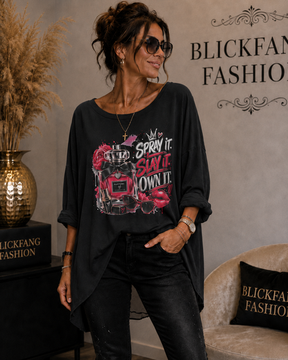 🔥 Oversize Statement-Shirt „Spray It – Slay It – Own It“ | Größe 46–54