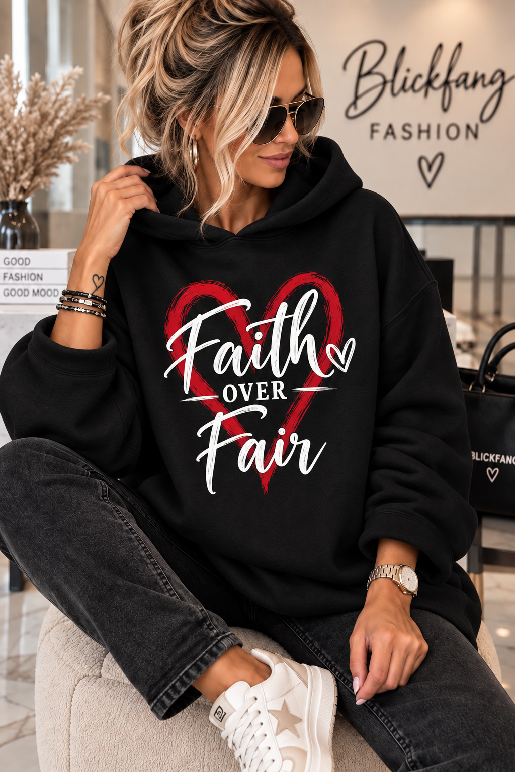 FAITH OVER FEAR ❤️ Statement Hoodie – in 2 Farben