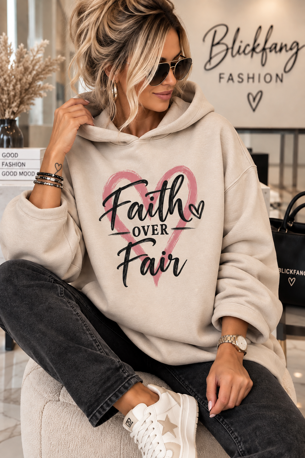 FAITH OVER FEAR ❤️ Statement Hoodie – in 2 Farben