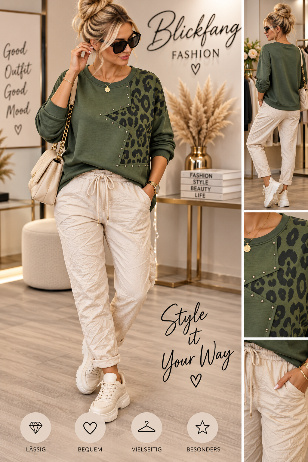 Leo Star Statement Shirt – Oversize mit Nieten-Details