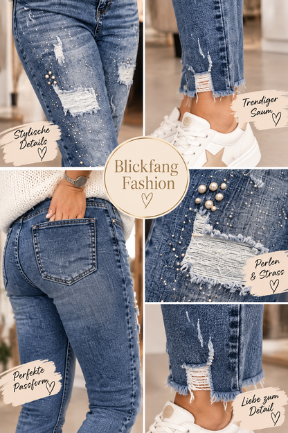 Premium Glam Jeans – Strass & Perlen ✨