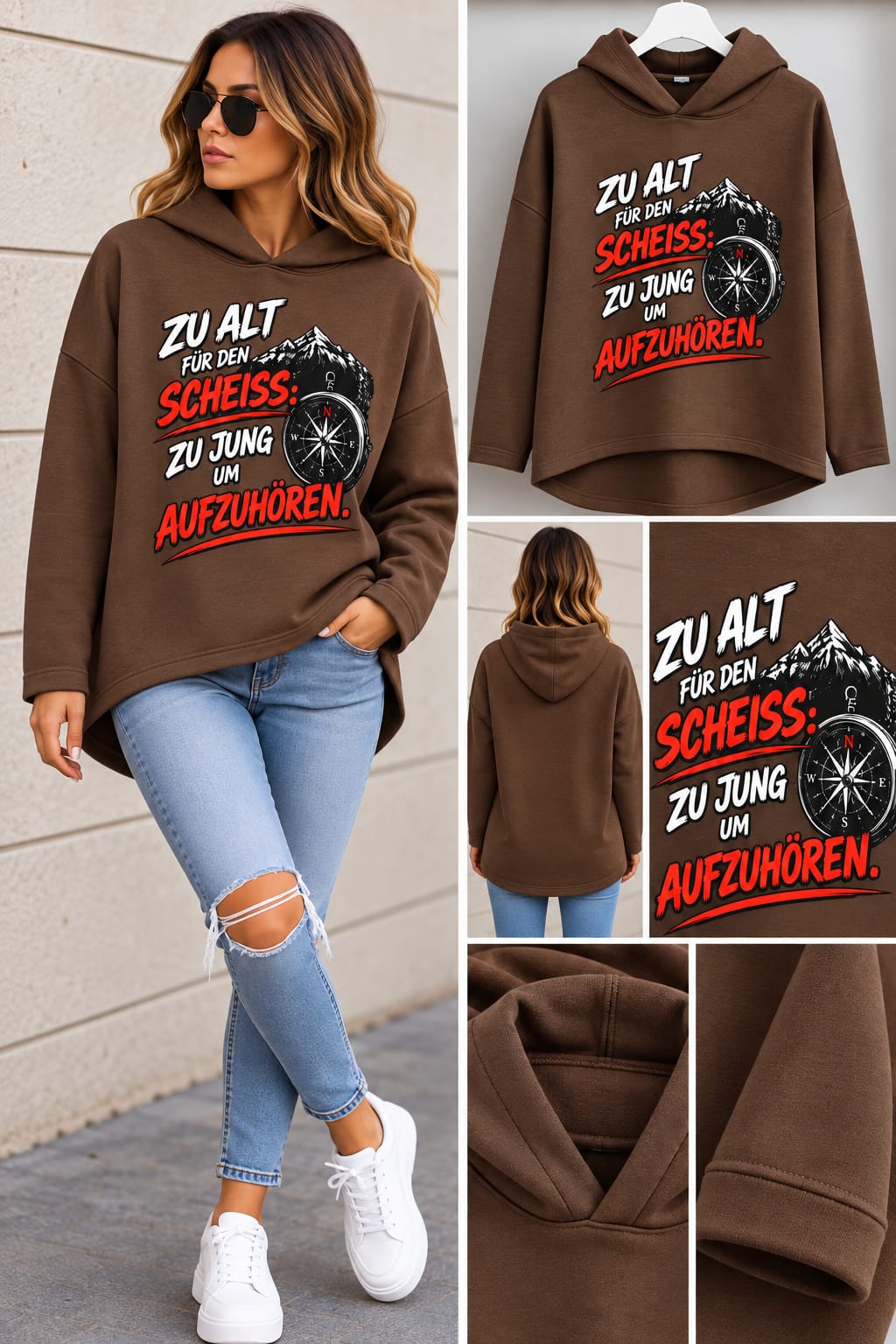 Statement Hoodie „Zu alt für den Scheiß“ – Oversize Style