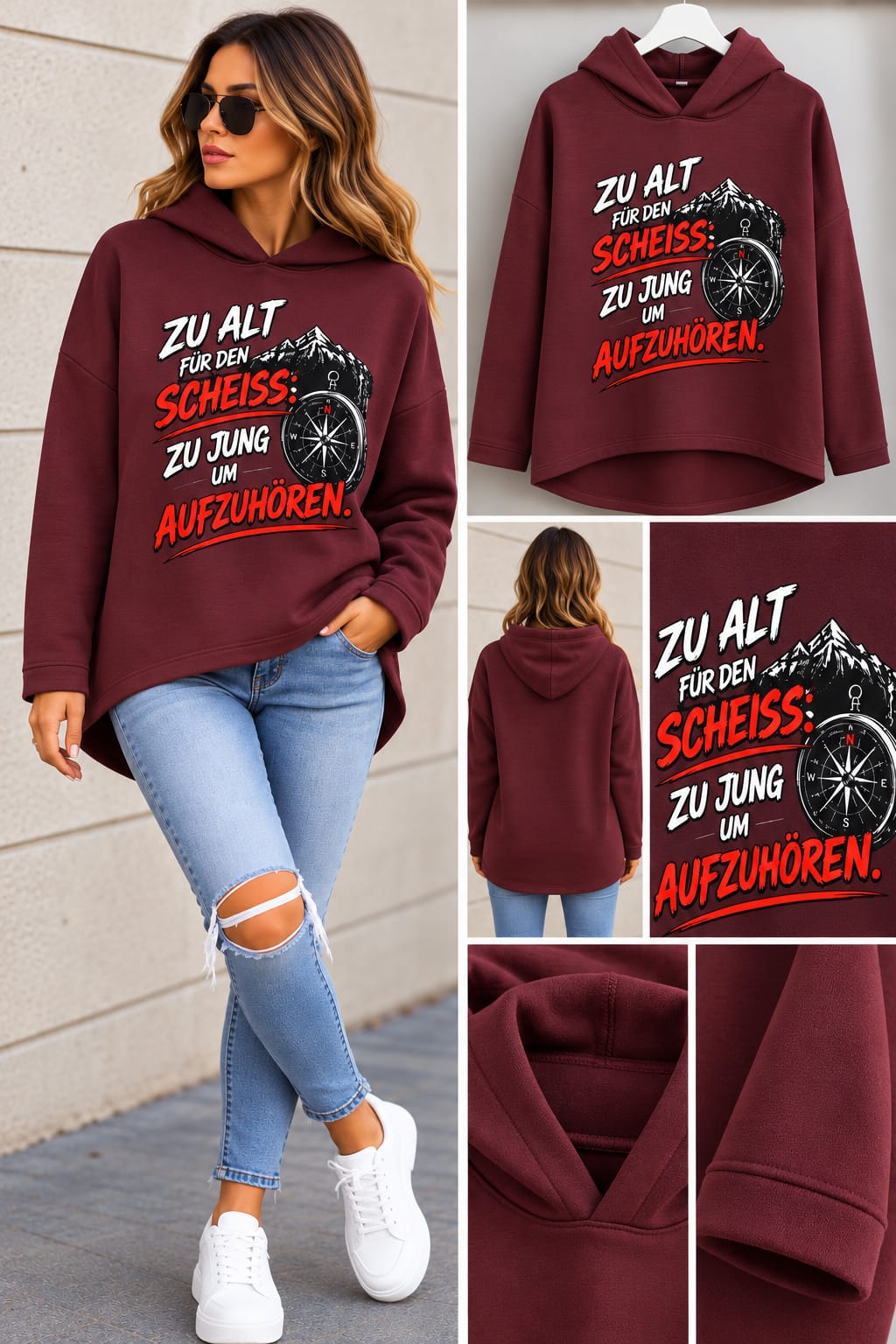 Statement Hoodie „Zu alt für den Scheiß“ – Oversize Style