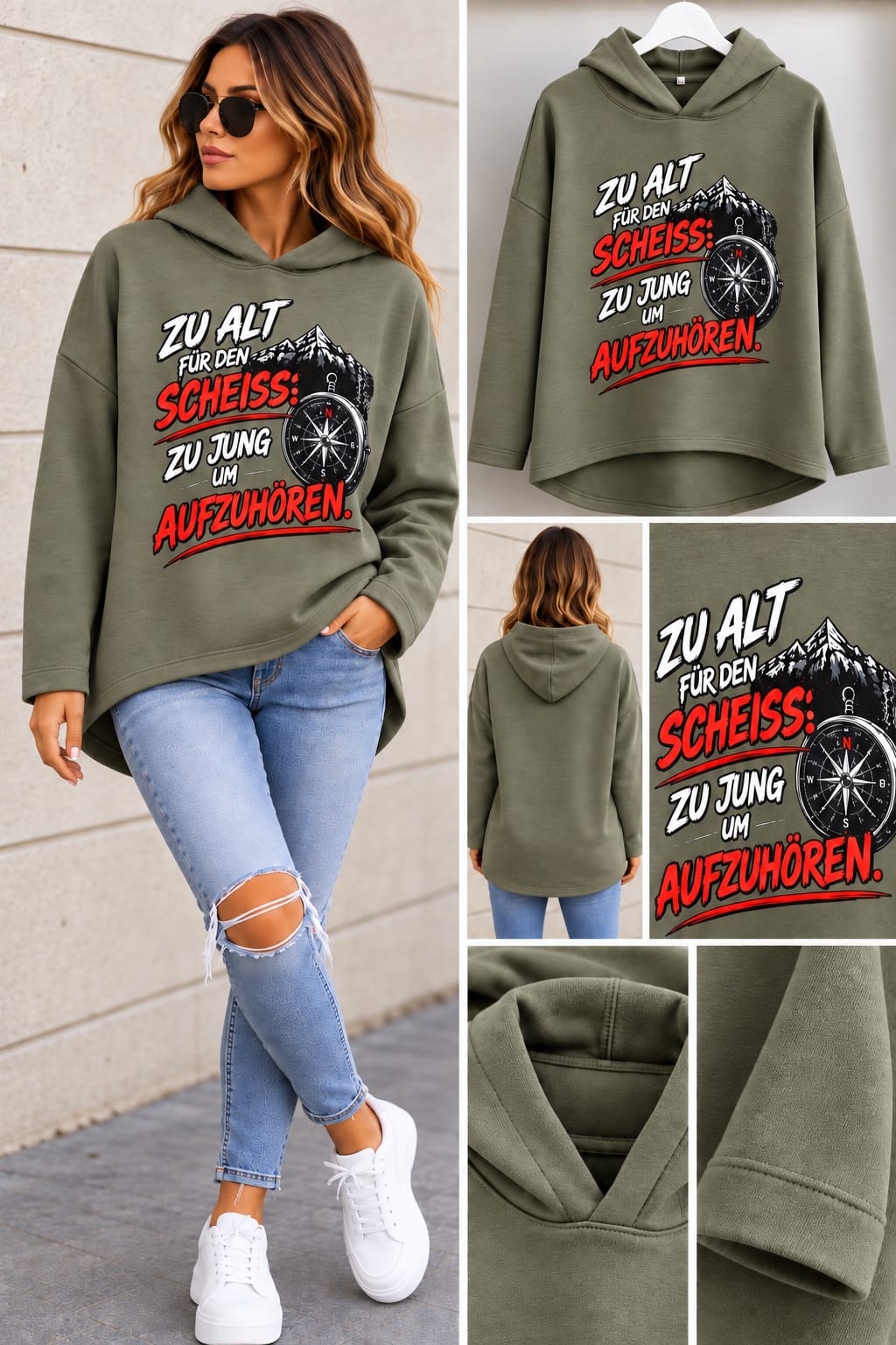 Statement Hoodie „Zu alt für den Scheiß“ – Oversize Style