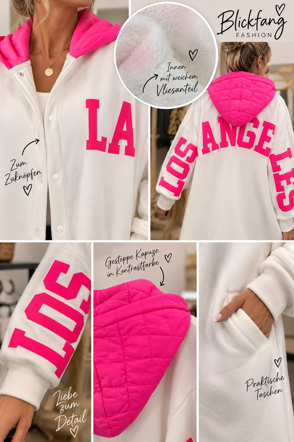 LOS ANGELES Longjacke – Statement Style mit Pink 💗