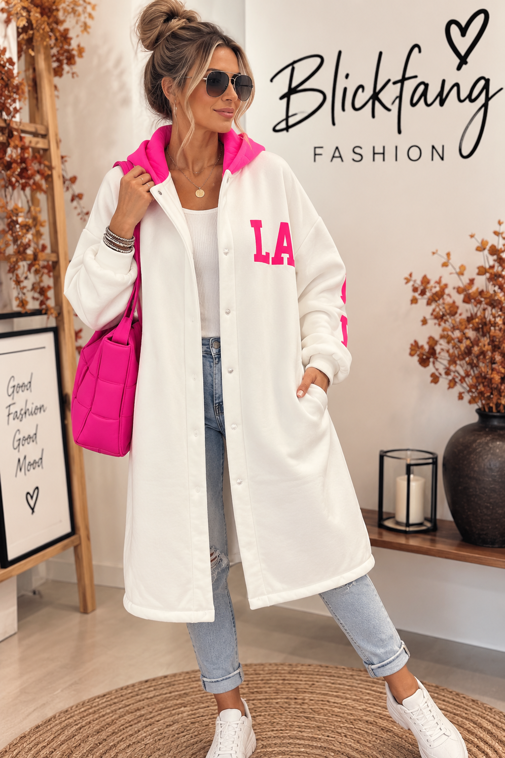LOS ANGELES Longjacke – Statement Style mit Pink 💗