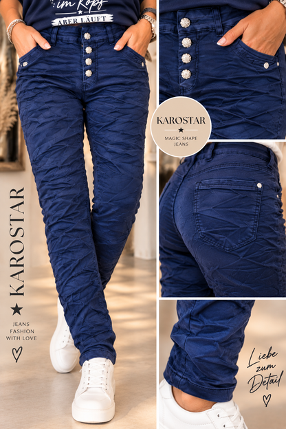 Magic Shape Jeans von Karo Star – Knitter-Look Navy | Gr. 38–48