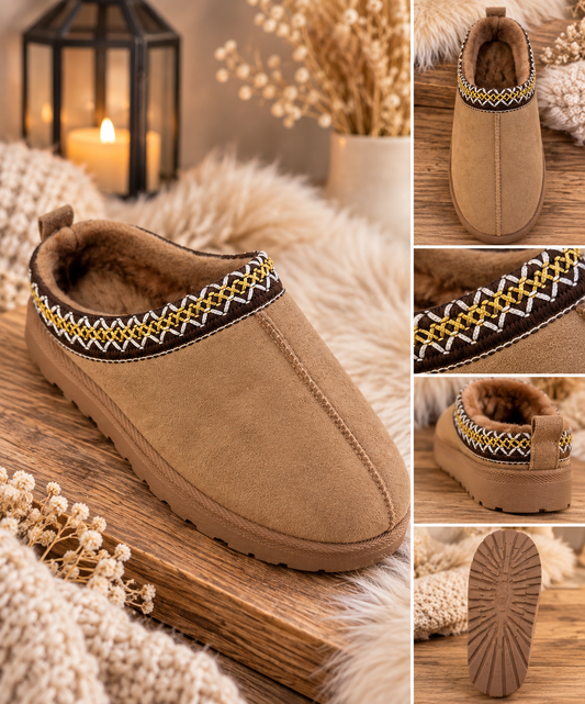 Kuscheliger Fell-Slipper „Cozy“ – Camel | Gr. 37-41
