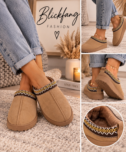 Kuscheliger Fell-Slipper „Cozy“ – Camel | Gr. 37-41