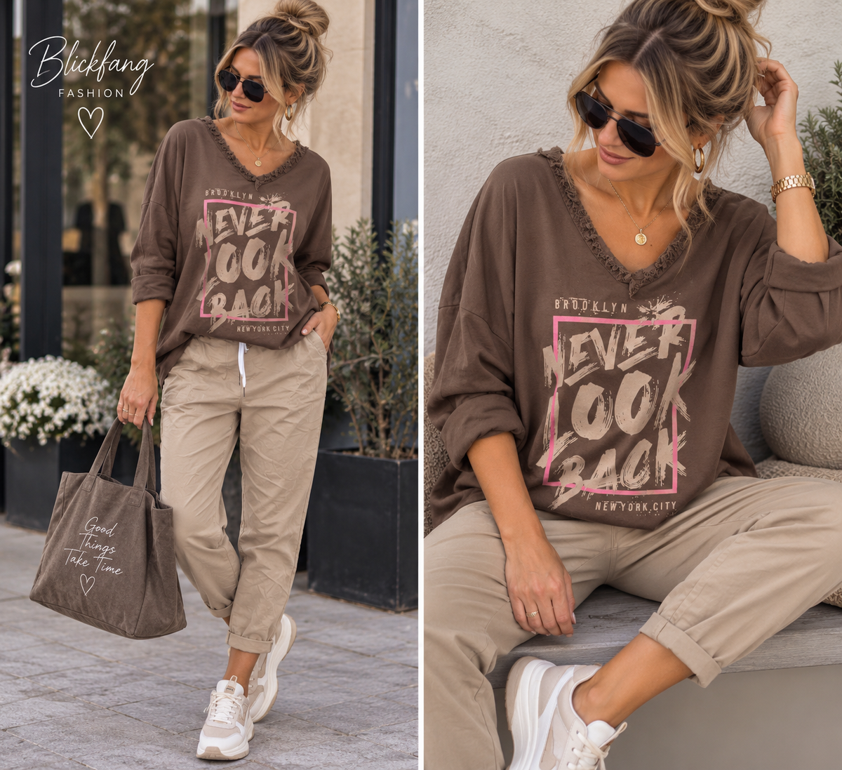 🤎 Oversize Shirt  „Never Look Back“