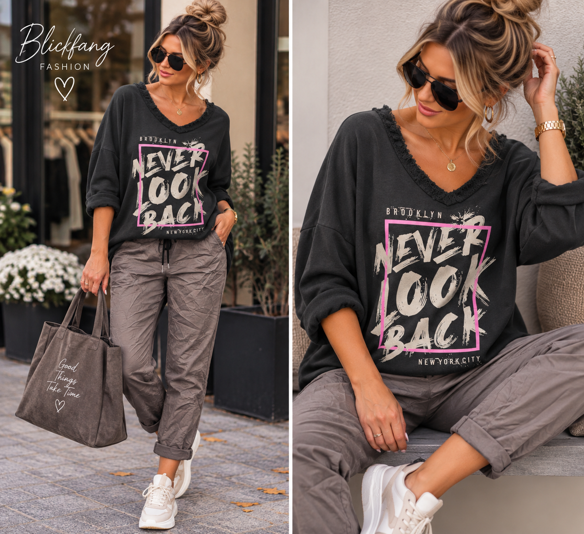 🤎 Oversize Shirt  „Never Look Back“