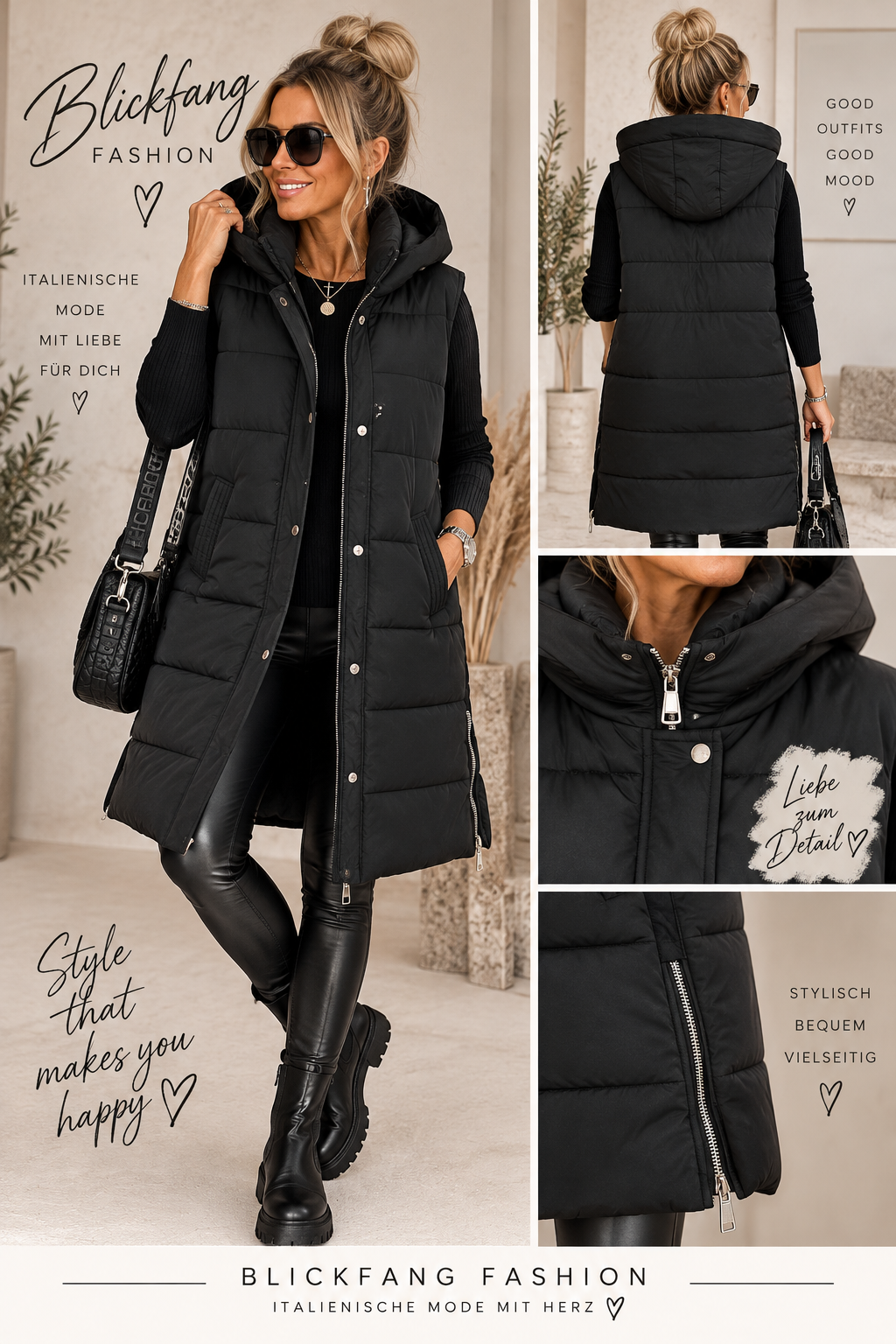 Long Steppweste BLACK EDITION 🖤 – Stylisch, kuschelig & ein echtes Fashion-Statement | S–XXL