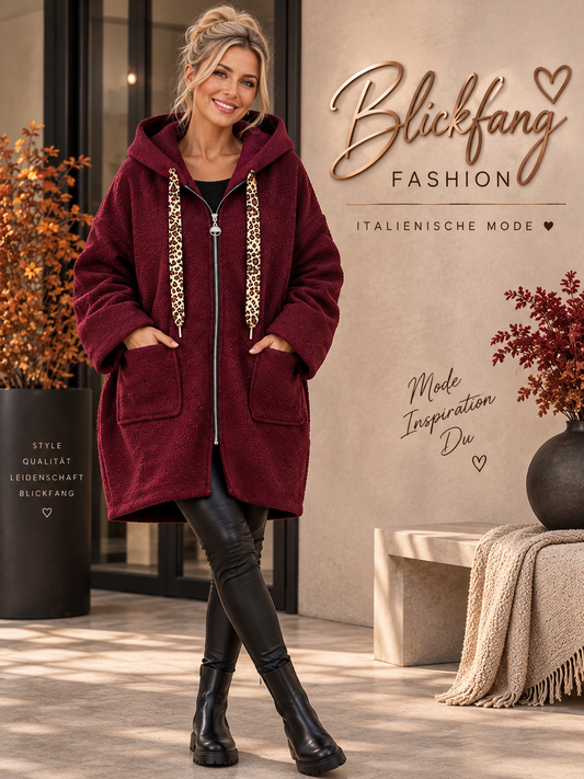🐆 LEO LOVE – Traumhafte Oversize Teddyjacke mit Kapuze & Leo-Details | Gr. 38–48 in 7 Farben