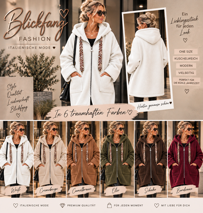 🐆 LEO LOVE – Traumhafte Oversize Teddyjacke mit Kapuze & Leo-Details | Gr. 38–48 in 7 Farben