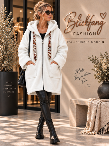 🐆 LEO LOVE – Traumhafte Oversize Teddyjacke mit Kapuze & Leo-Details | Gr. 38–48 in 7 Farben