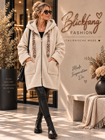 🐆 LEO LOVE – Traumhafte Oversize Teddyjacke mit Kapuze & Leo-Details | Gr. 38–48 in 7 Farben