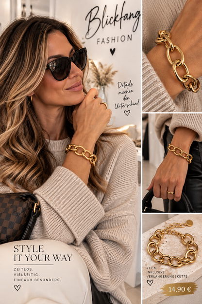 Statement Armband Silver Glam – Chunky Kettenglieder im angesagten Luxus-Look