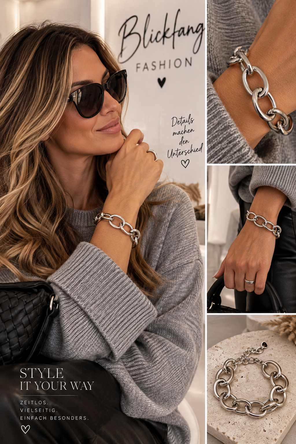 Statement Armband Silver Glam – Chunky Kettenglieder im angesagten Luxus-Look