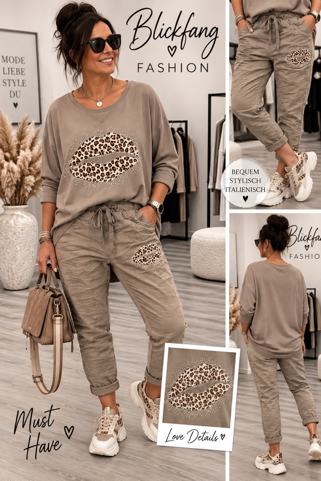 Leo Kiss Set – Stylische 2-teilige Kombi mit Glitzer-Details | 4 Farben