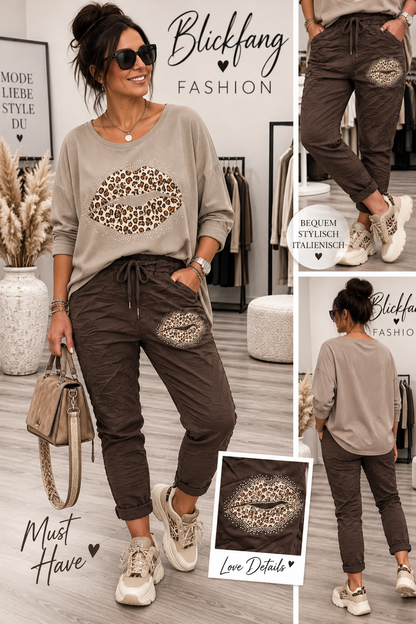 Leo Kiss Set – Stylische 2-teilige Kombi mit Glitzer-Details | 4 Farben