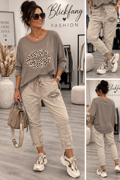 Leo Kiss Set – Stylische 2-teilige Kombi mit Glitzer-Details | 4 Farben