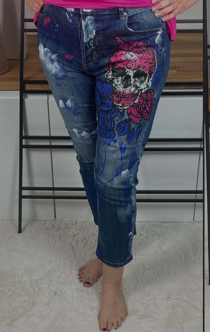 Sexy Women Jeans # Skull#