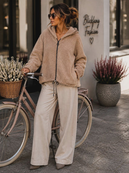 TEDDY LOVE 🧸 Mega weiche Oversize-Kapuzenjacke | Creme & Cappuccino