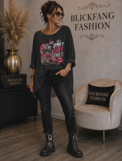 🔥 Oversize Statement-Shirt „Spray It – Slay It – Own It“ | Größe 46–54